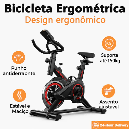 Bicicleta de Spinning Profissional 120kg Display Multifuncional Correia Silenciosa Ideal para Home Office e Academ