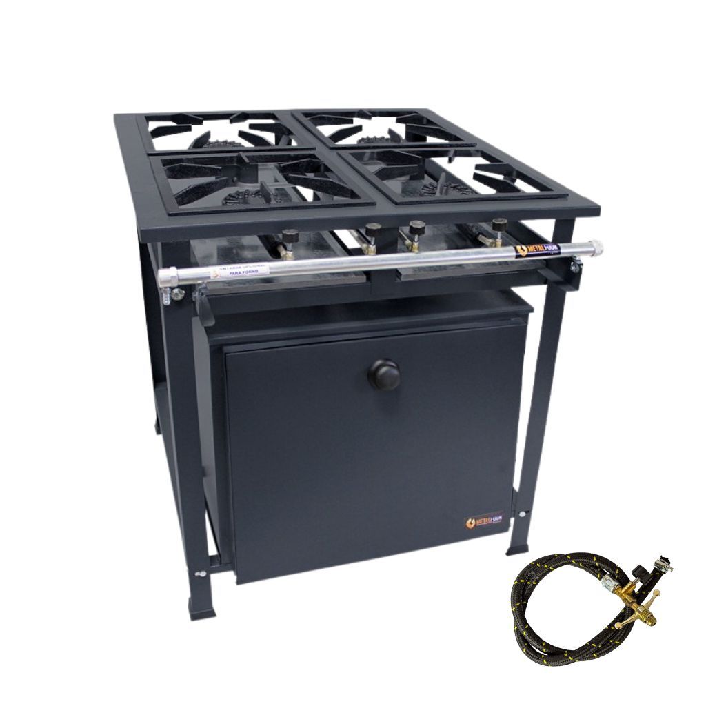 Fogão Industrial de Piso 4 Bocas Alta Pressão com Forno 60 L