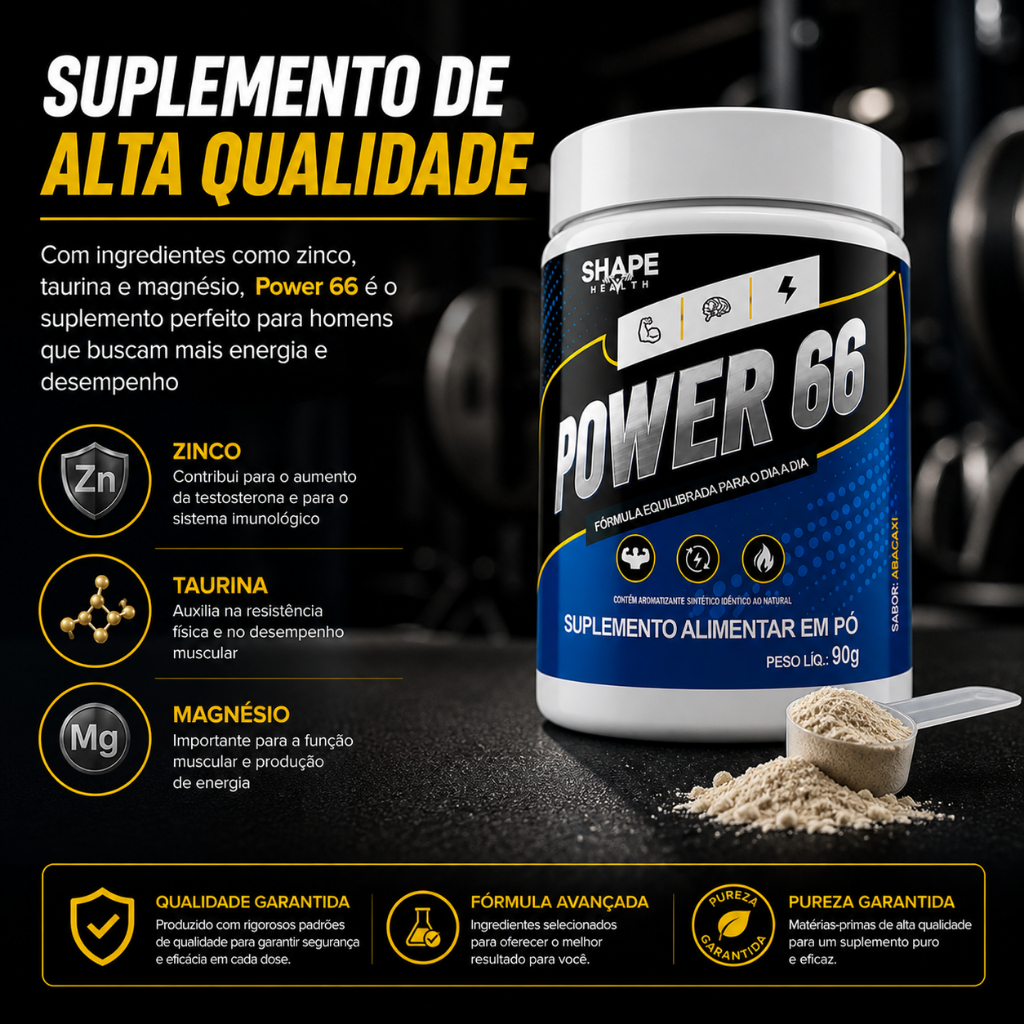 Kit 3 Power 66 Suplemento Em Pó Para Vigor Libido 90g 3 Pote Potencia e ...
