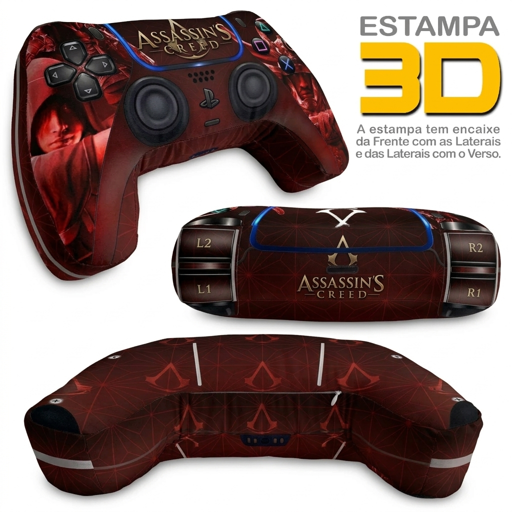 Almofadão Gamer 1,30m 3D Premium PS5 The Last of Us GTA VI – Capa Vazia c/ Zíper Invisível – Veludo — imagem 4