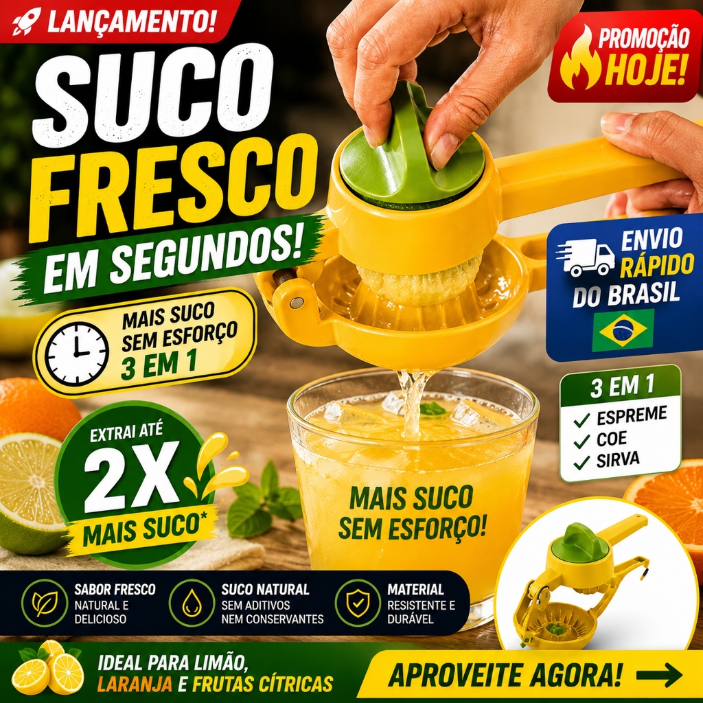 Mini Espremedor Manual Portátil para Frutas Cítricas Entrega