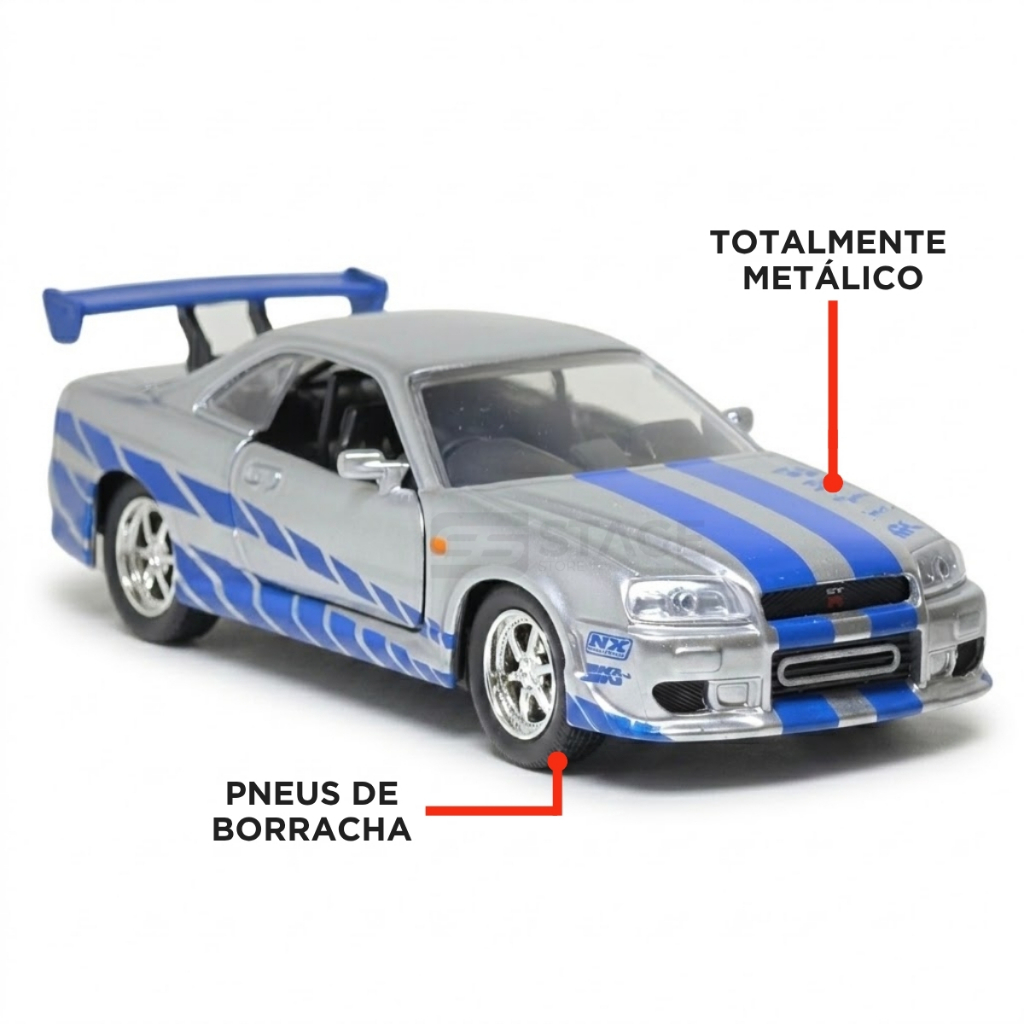 Miniatura Nissan Skyline GTR R34 Velozes e Furiosos 1/32 | Shopee