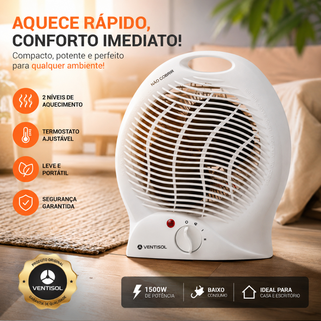 Aquecedor elétrico com termo ventilador A1 Ventisol-Gasta pouca energia ...