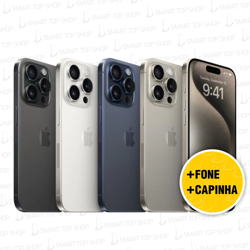 iPhone 15 Pro 256Gb com A17 Pro e câmera 48MP | Shopee
