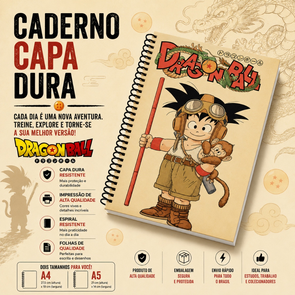 Caderno: Dragon Ball - Goku - Vegita - Vejita | Shopee Brasil
