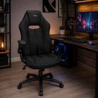 Cadeira Gamer Profissional Moob Force Giratória Ergonômica Reclinável Braços Ajustáveis Preto