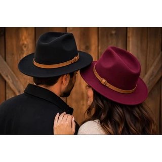 Chapéu Fedora Aba Média com Faixa Cinto Couro Qualidade Premium PROMOÇÃO
