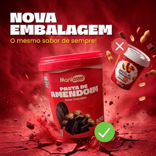 Kit 02x Pasta de Amendoim Manicrem Chocolate - 500g