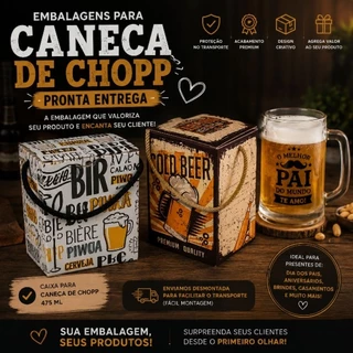 10 caixas embalagens de caneca chopp 475ml