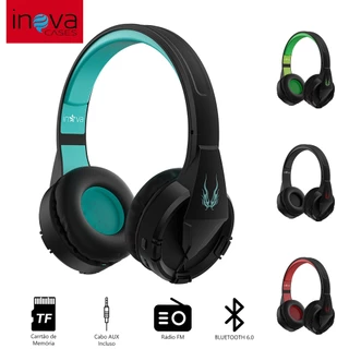 Inova Fone de ouvido Headphone Bluetooth 6.0 para jogos Cartão De Memória AUX FM Bateria de Longa Duração Fone Corrida