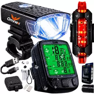 Velocímetro Cronômetro Bicicleta Luz Noturna Prova D'água Medidor Kit Farol Bike