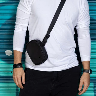 Bolsa Transversal Maktub All Black Shoulder Bag Slim Pochete Com Alça Ombro cabe cel carteira