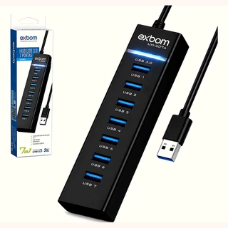 Expansor USB 3.0 7 Portas Exbom UH-307A Hub PC Notebook