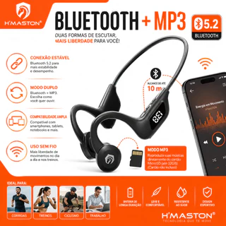 H'MASTON F921 Fone Condução Óssea Fone Para Corrida Fone De Ouvido Para Corrida Fone De Ouvido Esportivo Fone Bluetooth