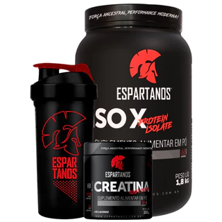 Kit Whey Protein ISO X 1800g + Creatina 100g + Coqueteleira - Espartanos