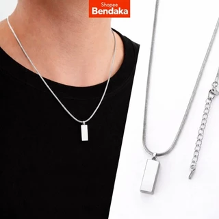 Correntinha Colar Aço Inoxidável Masculino/Feminino Pingente Retangular Antialérgico Não Enferruja