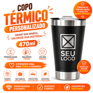 kit 2/5/6 copos térmicos personalizados com sua logo, brinde, nome, empresa, time ou o presente perfeito