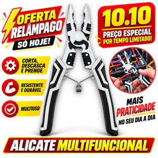 Alicate Multifuncional Titanium Profissional Descascador de Fios Corte Crimpador Universal Eletricista 21,5cm