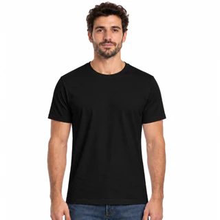 Camiseta Masculina Lisa em Algodão Casual Manga Curta Gola Redonda Diversas Cores