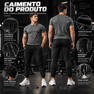 Calça Jogger Masculina Dry Fit Esportiva Academia Corrida Premium Esporte Slim Fit