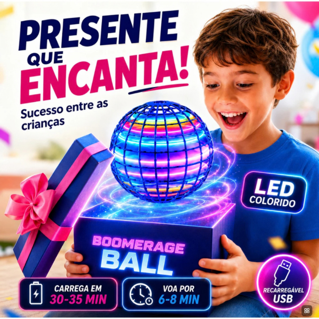 Bola Voadora Spinner LED Boomerang Spinner Mini Drone Recarregável ...