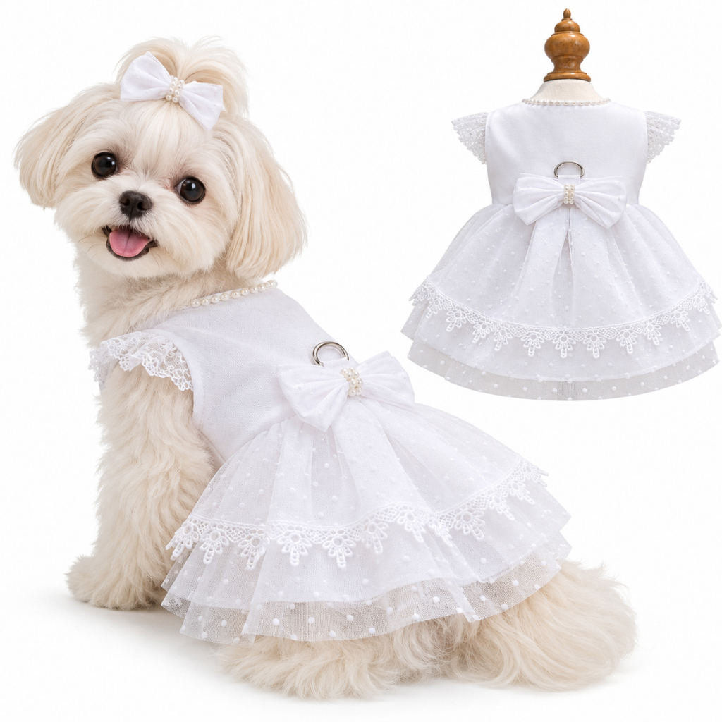 Vestido noiva pet daminha com renda guipir, vestido branco ano novo ...