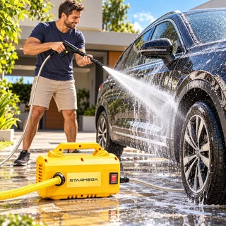 STARMEGA 1500W Lavadora Alta Pressão 7L 2400r/min, Limpeza Carro Moto Doméstica Comercial