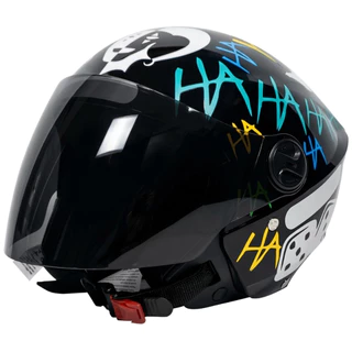 Capacete Aberto Liberty 3 New Pro Tork Preto Personalizado Coringa Arlequina Com Viseira Fume