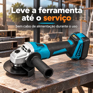 Esmerilhadeira Lixadeira Angular Sem Fio 48V 9000RPM Brushless 2 Baterias + 5 Discos