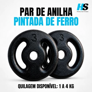 Par Anilha Pintada 1kg a 4kg Academia Musculação Peso de Treino Funcional Exercício Fitness Casa Crossfit