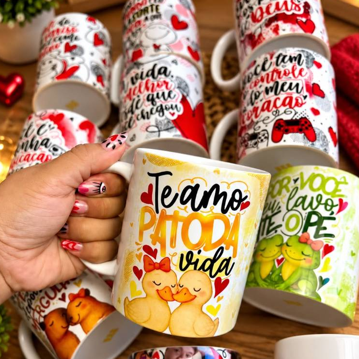 Kit 2 Canecas Personalizadas 325ml com Foto Nome Frase Logo Presente ...
