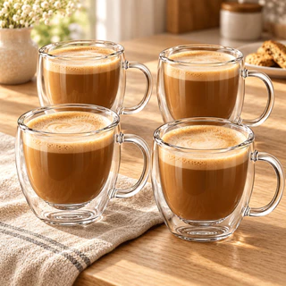 Caneca Xícara de Vidro Borossilicato PAREDE DUPLA 250ml para Café Chá Cappuccino Bebidas Quentes
