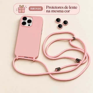 Capa iPhone com Cordão Capinha para Celular TPU Aveludada Antichoque para iPhone 11 12 13 14 15 16 17 ProMax