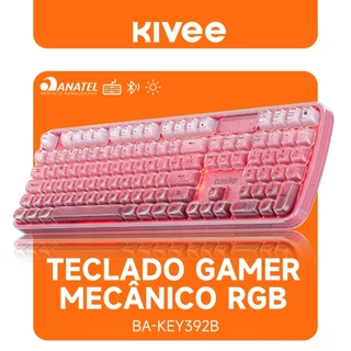 Kivee X Basike Teclado translúcido de membrana Triplo Modo RGB ANBT2 Bluetooth 2.4G Fio Bateria 2000mAh 104 Teclas