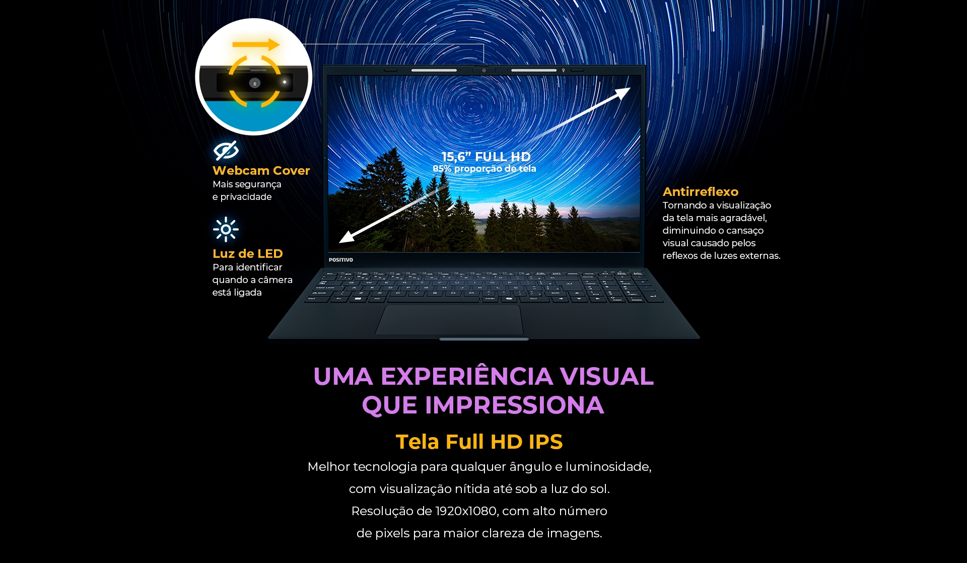 Notebook Positivo Vision R15M AMD Ryzen 5-5625U Linux 8GB RAM 256GB SSD ...