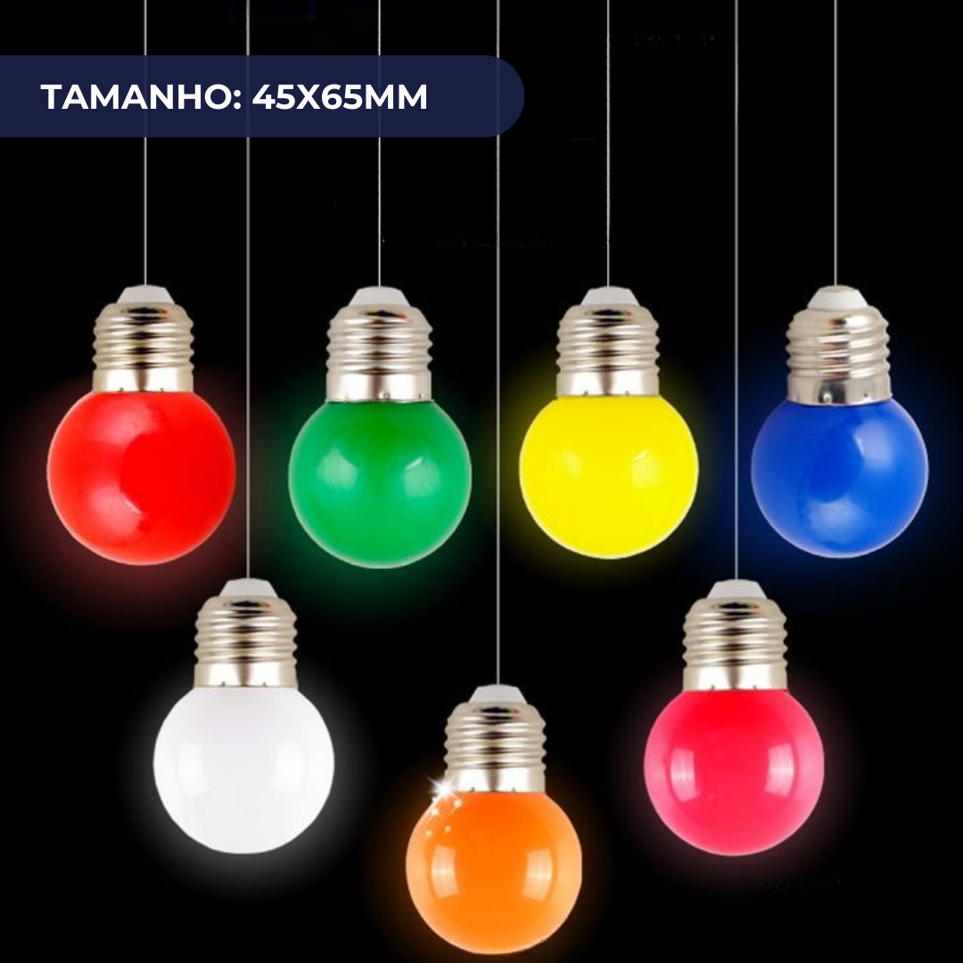 Kit 10 Lâmpadas Coloridas Led Mini Bulbo Bolinha 1w 110V E27 Luz ...
