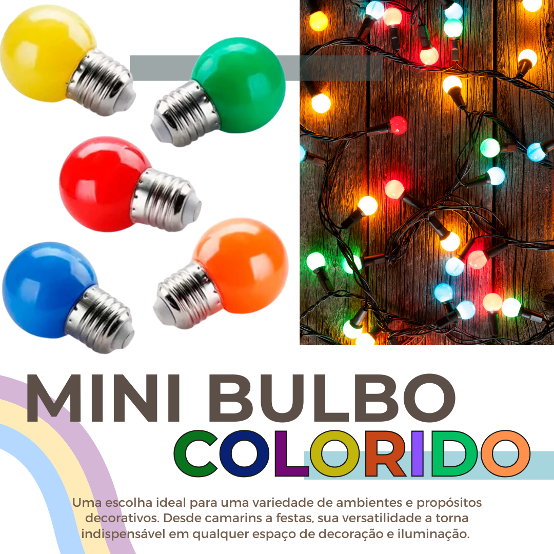 Kit 10 Lâmpadas Coloridas Led Mini Bulbo Bolinha 1w 110V E27 Luz ...