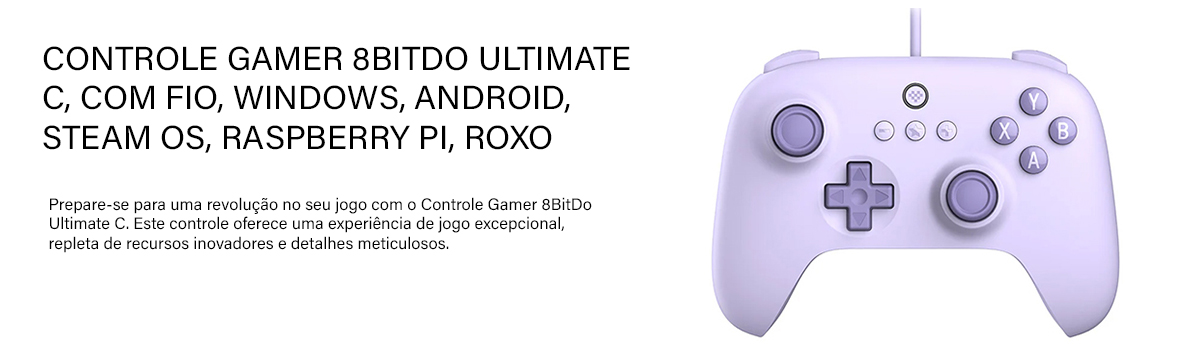 Controle Gamer 8BitDo Ultimate C, Com Fio, Windows, Android, Steam OS ...