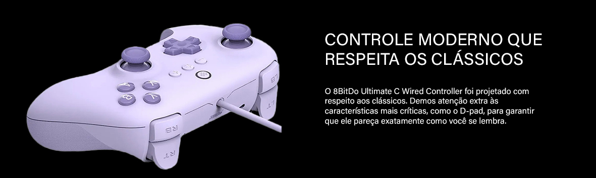 Controle Gamer 8BitDo Ultimate C, Com Fio, Windows, Android, Steam OS ...