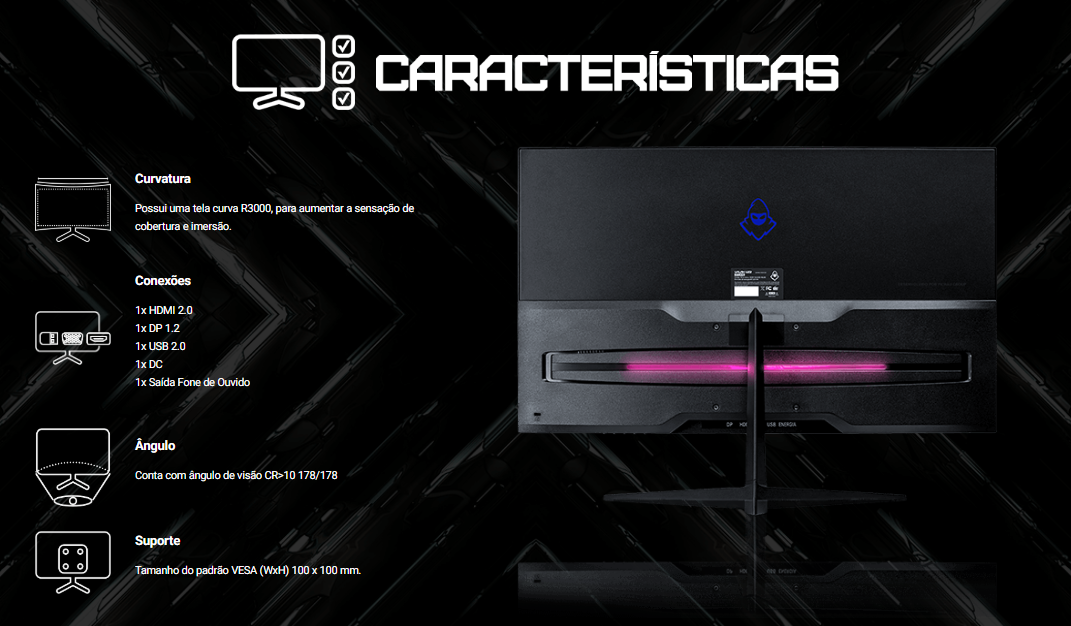 Monitor Gamer Mancer Valak UZ2, 32 Pol, FHD, Curvo, 1ms, 165Hz ...
