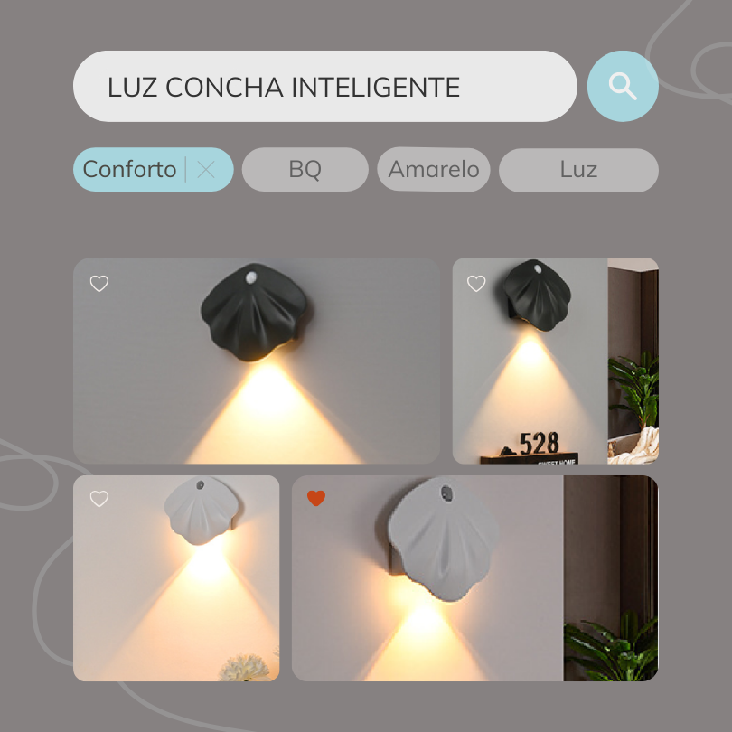 Kit 6 Luminária Arandela Led Concha Inteligente Com Sensor de Luz e 3 ...