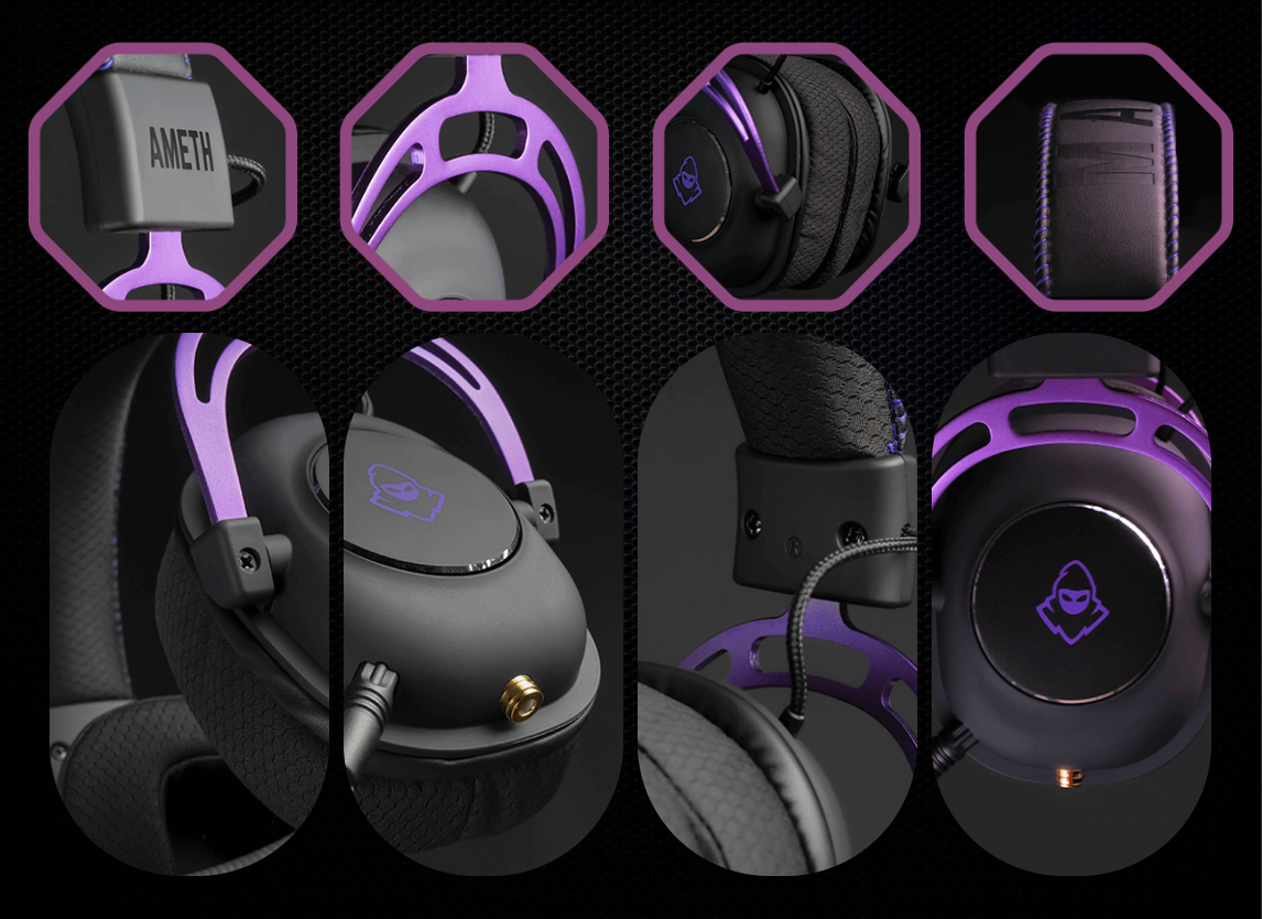 Headset Gamer Mancer Ameth Purple Edition, Som Surround 7.1