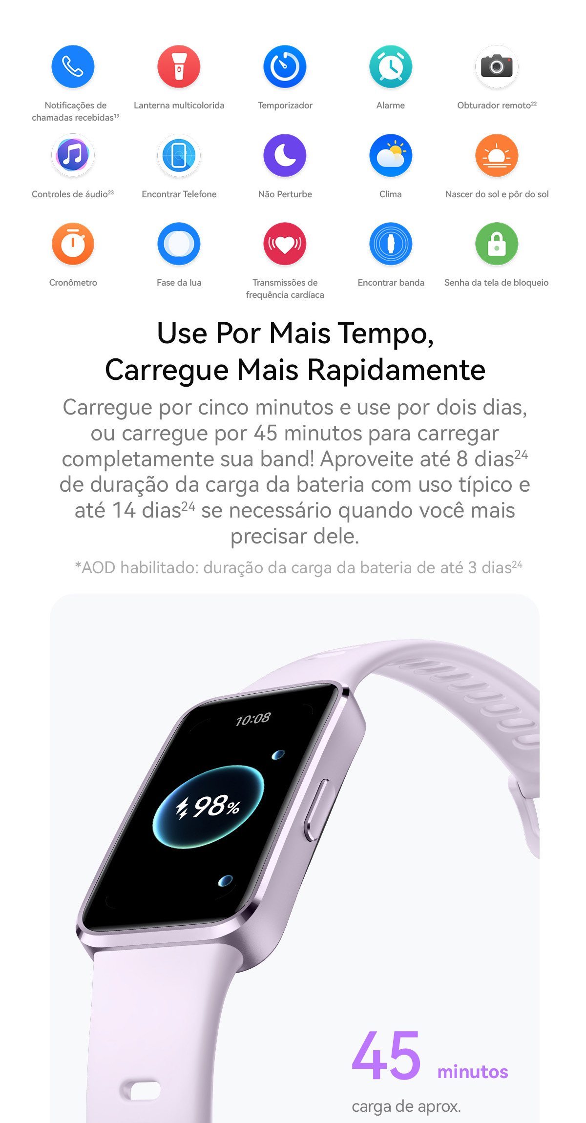 Huawei Band 10 Relógio Smart Fitness AMOLED Sono e Bem-estar