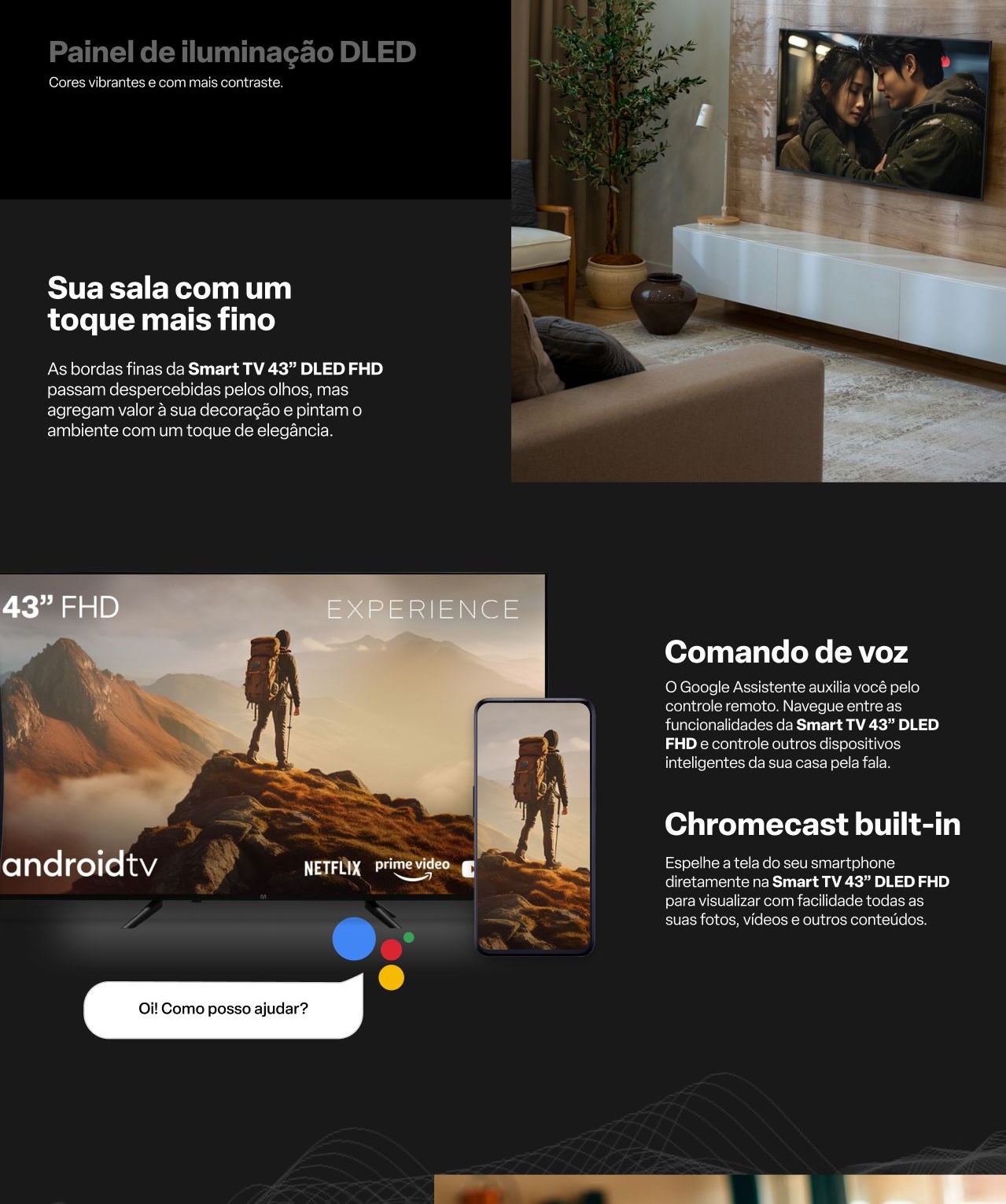 Smart TV DLED 43 Full HD Multi Série Experience Android 11 3HDMI 2USB ...