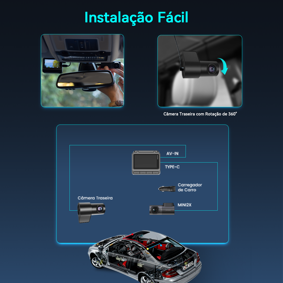 DDPAI Z60 Suporta Visualização Remota Câmera Veicular 4K WiFi 5GHz GPS ...