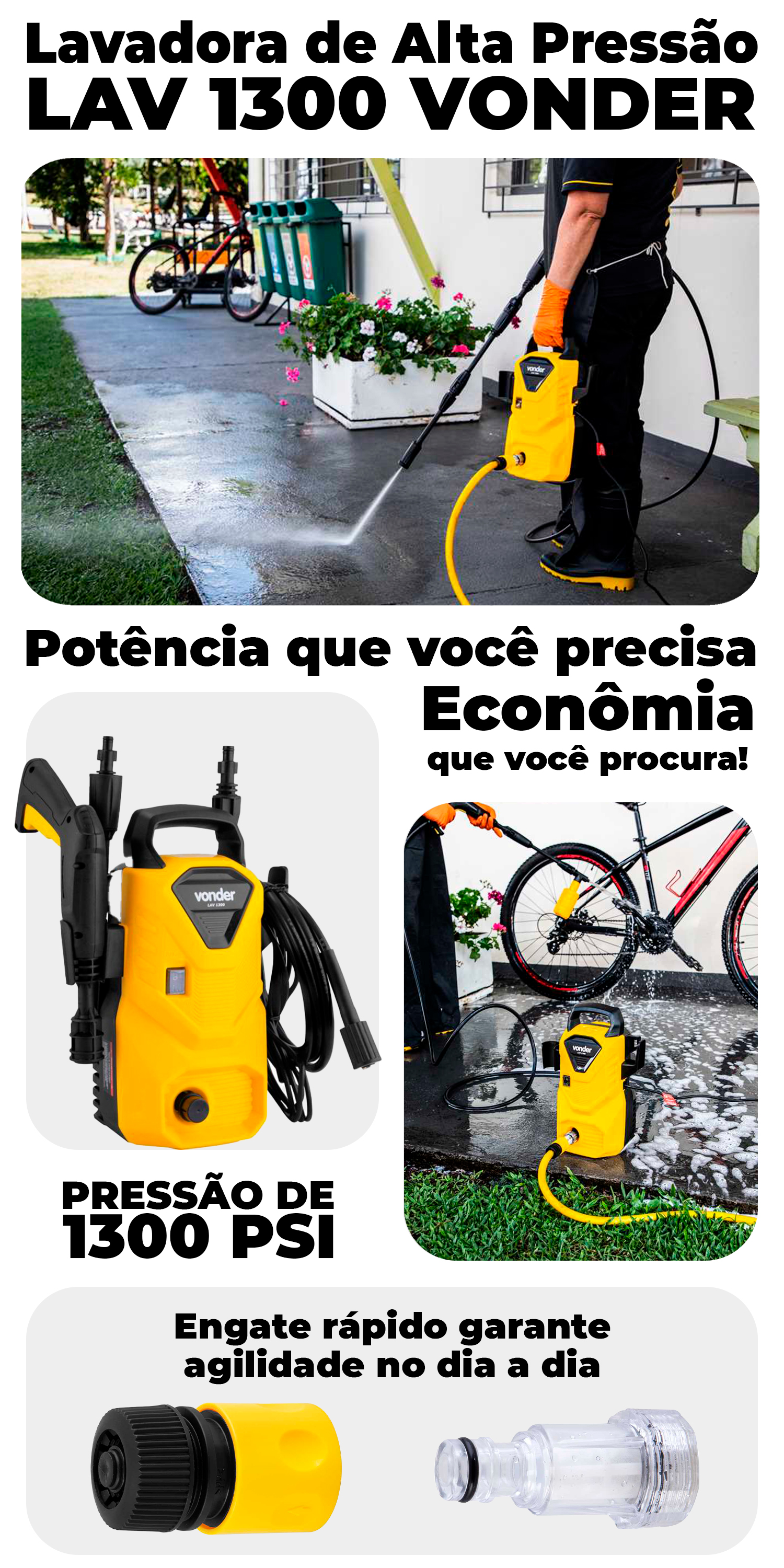 Lavadora De Alta Pressão Lav1300 Libras Vonder 1.300lbf | Shopee Brasil