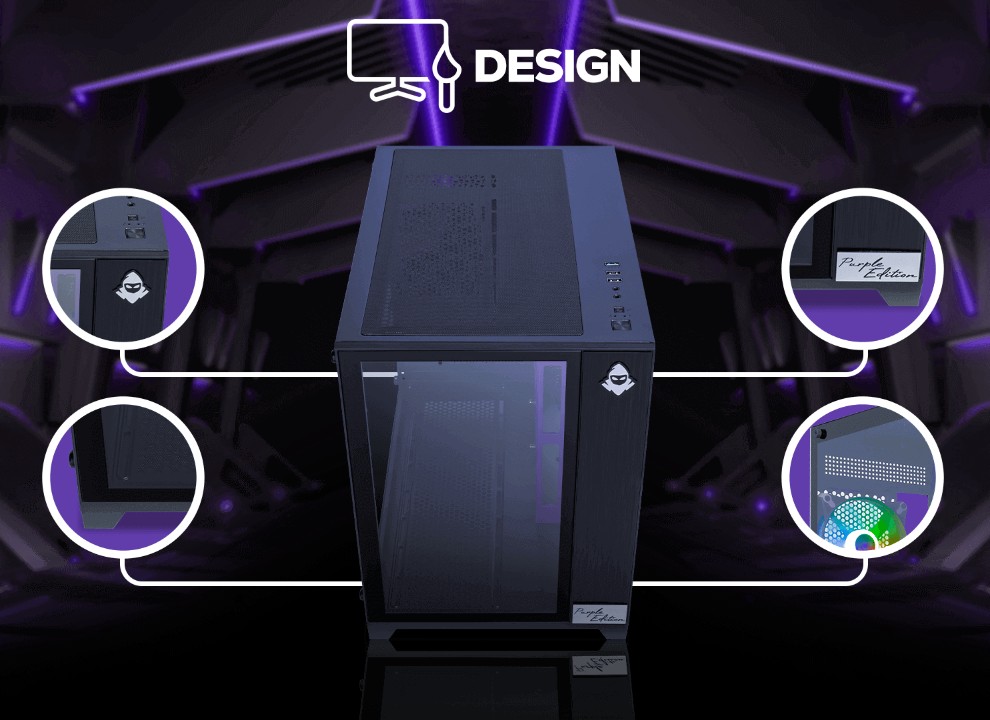 Gabinete Gamer Aquário Mancer CV100 Purple Edition,Mid-Tower,Lat/Vidro ...