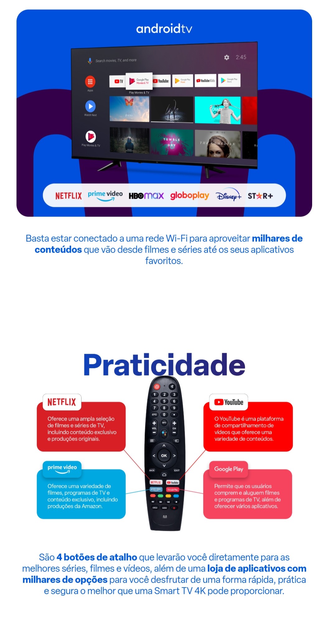Smart TV DLED 55 4K Multi Definition Android 11 4HDMI 2USB Wi-fi ...