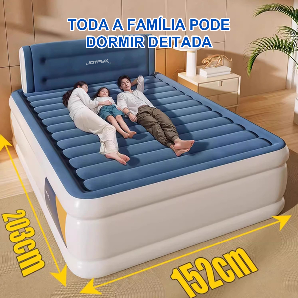 Colchão Inflável Queen Casal JOYFOX com Bomba Integrada Autoinflável ...