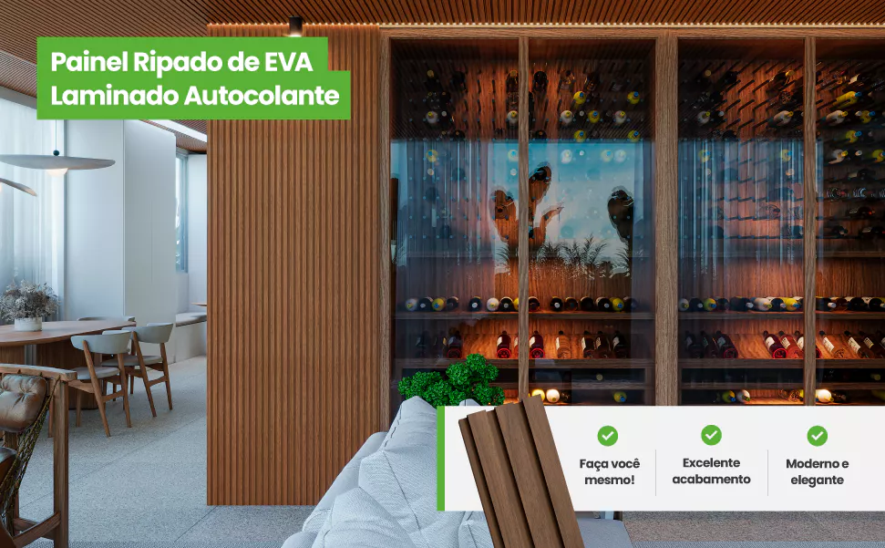 Painel Ripado Laminado Autocolante Cor Cinamomo Linha Madeto Meu Rodapé | Envio FULL